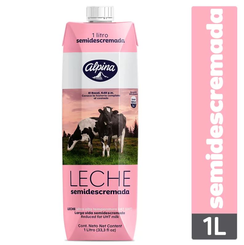 Leche Semidescremada Alpina Bolsa 1100 ml