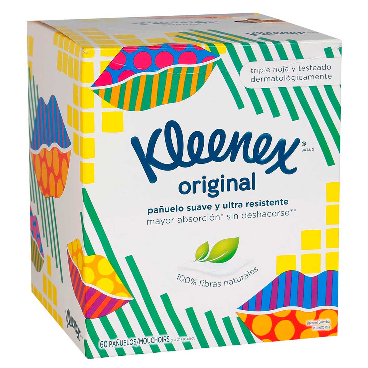 Pañuelo Facial Kleenex en Cubo de 60 Uni