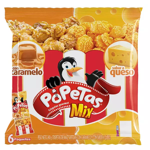 Popetas Mix Caramelo Y Queso 6 Unidades X 40g