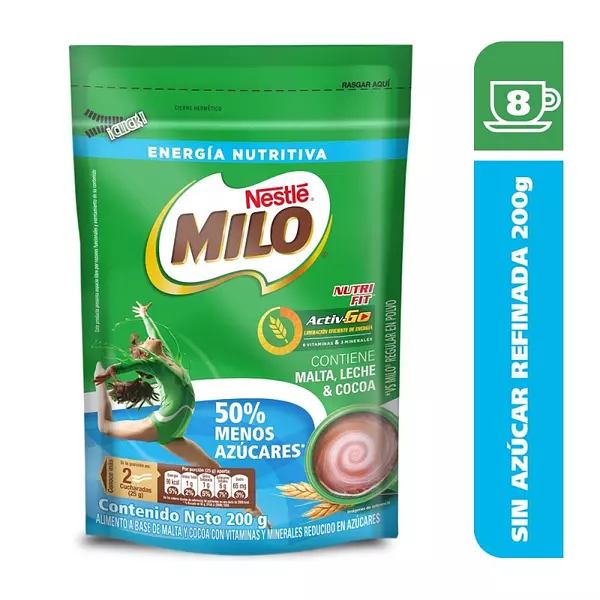 Milo En Polvo Bajo En Azúcar Bolsa X200g