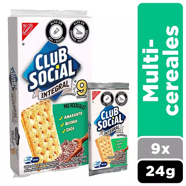 Galletas Club Social Integral Multicereales X9und X216g