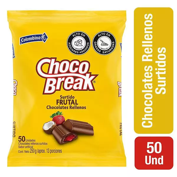 Chocolates Rellenos Chocobreak 50 Unidades 250g