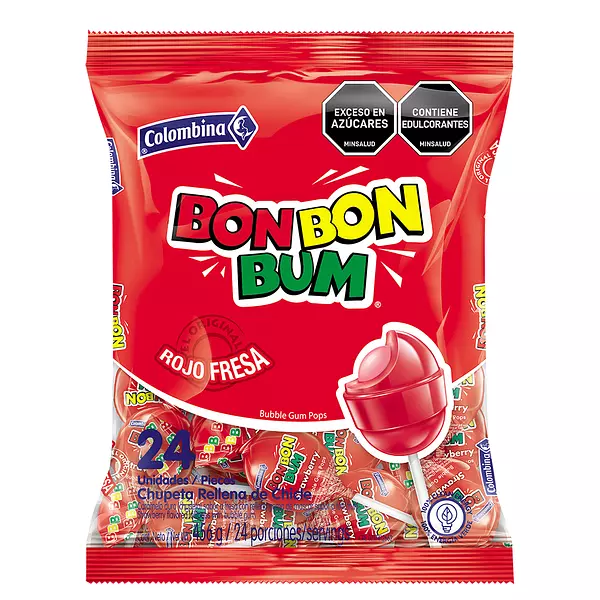 Bon Bon Bum Sabor Fresa Con Chicle X 24unidades