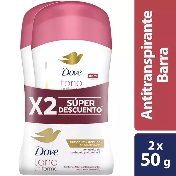 Desodorante Dove Barra Dermo Aclarant 2 Unds X50g C/U