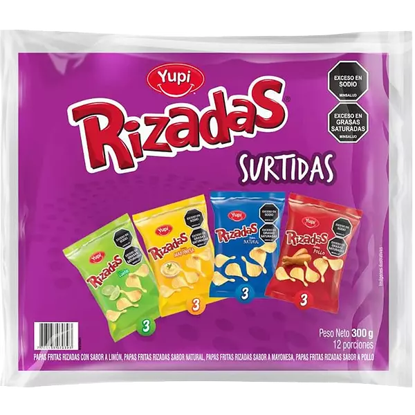 Pack Papas Rizadas Surtidas 12unds 300g