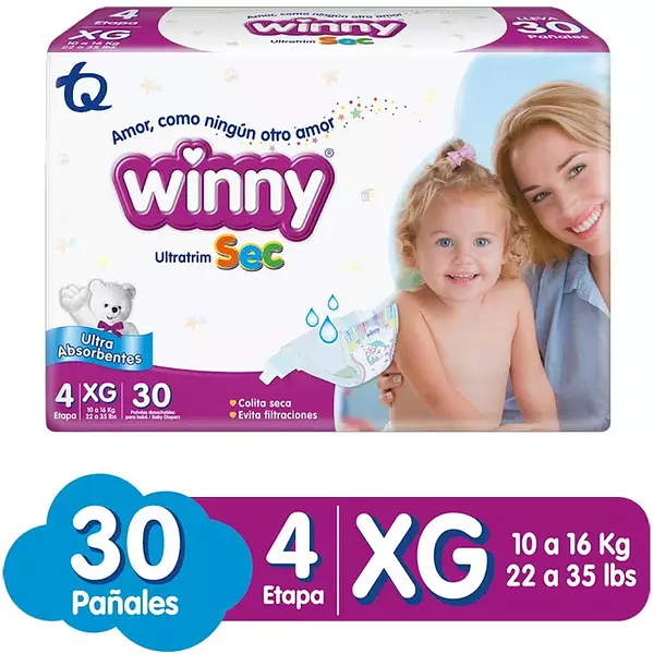 Pañales Winny Ultratrim Sec Etapa 4 X30 Unidades