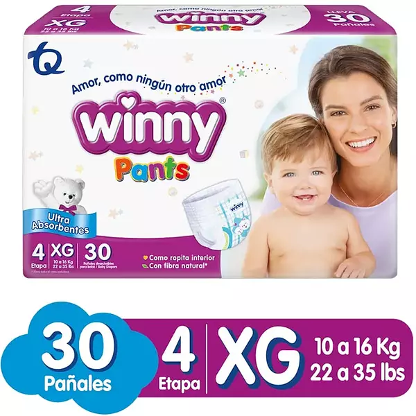 Pañales Winny Pants Etapa 4 X30 Unidades