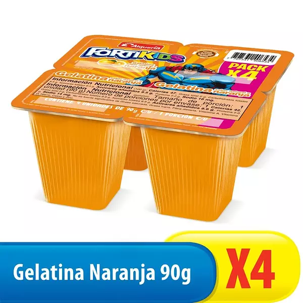 Gelatina Fortikids Naranja 4 Unidades X90g C/U