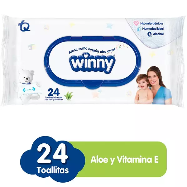 Toallitas Winny Aloe + Vitamina E X24 Unidades