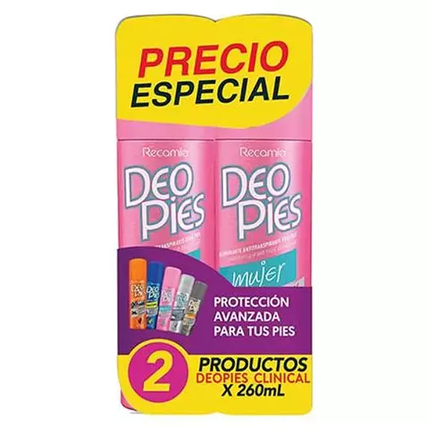 Desodorante Para Pies Deo Pies Mujer 260 Ml X2 Unds