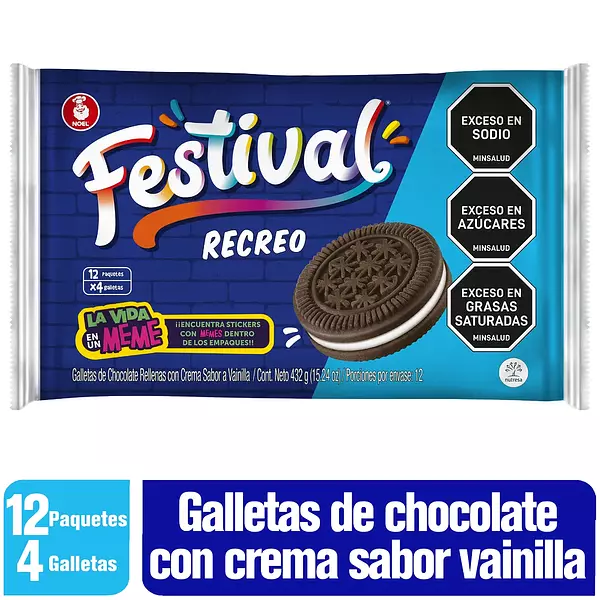 Galletas Festival Recreo 12 Unidades X432g