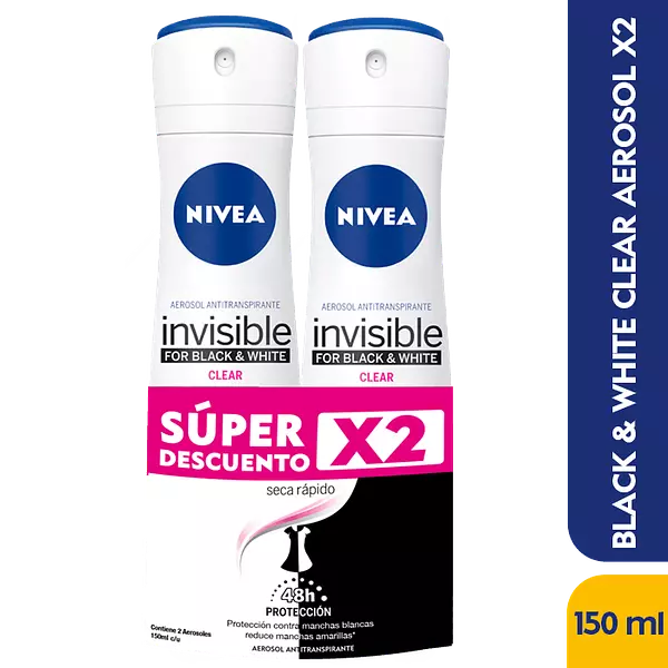 Desodorante Nivea Women Invisible Black & White 2 X150 Ml