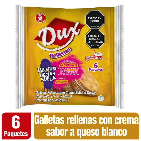 Galletas Dux Rellenas De Queso X 6 Paquetes 216 Gr