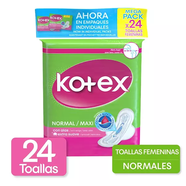 Toalla Higiénica Kotex Normal Tela X 24 Unidades