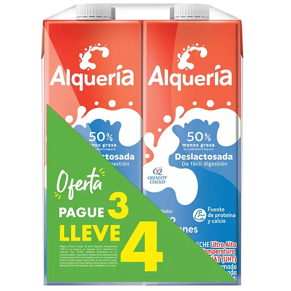 Leche Deslactosada Alquería 3x4 Tetra 1000 Ml