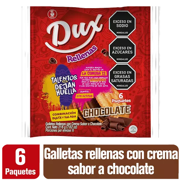 Galleta Dux Rellena Chocolate 216g