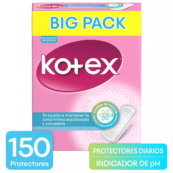 Protectores Diarios Kotex Con Indicador De Ph 150 Unds