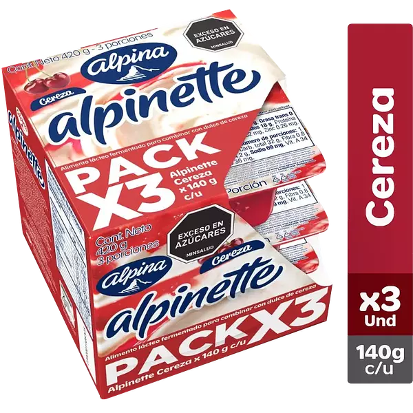 Alpinette Alpina Cereza 3 Unds X140g C/U