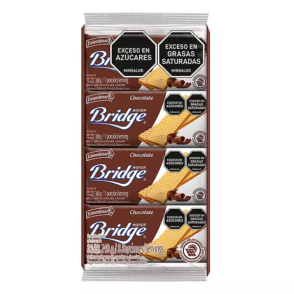 Galleta Wafer Bridge Chocolate 8 Unidades X240g