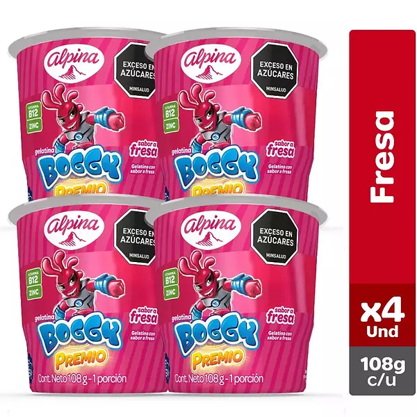 Gelatina Boggy De Fresa 4 Unds X108g C/U