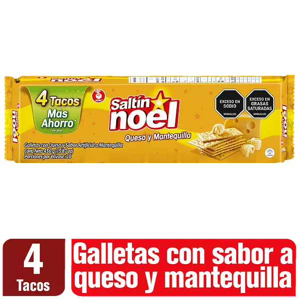 Galleta Saltín Noel Queso Mantequilla Taco 450 G X4 Unds