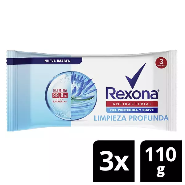 Jabón Rexona Antibacterial Limpieza Profun 3 Unidades X110gr