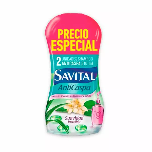 Shampoo Savital Te Verde Seda Liquida 2x510ml