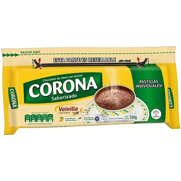 Chocolate Corona Vainilla Zip Pack X 500 Gr