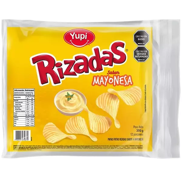 Papas Yupi Rizadas Mayonesa 12 Unidades X300g