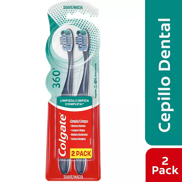 Cepillo Dental Colgate 360° Suave X2 Pack