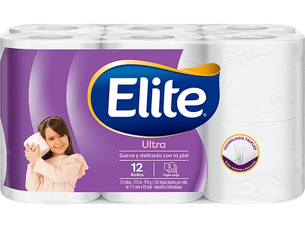 Papel Higiénico Elite Ultra Triple Hoja 12 Rollos