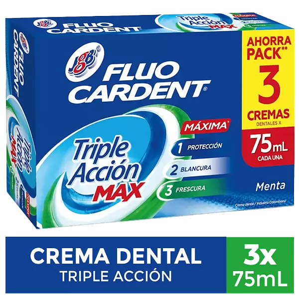 Crema Dental Fluocardent Triple Acción Max 3 X75 Ml