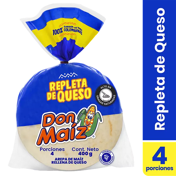 Arepa Repleta De Queso Don Maíz 4 Unidades 400gr