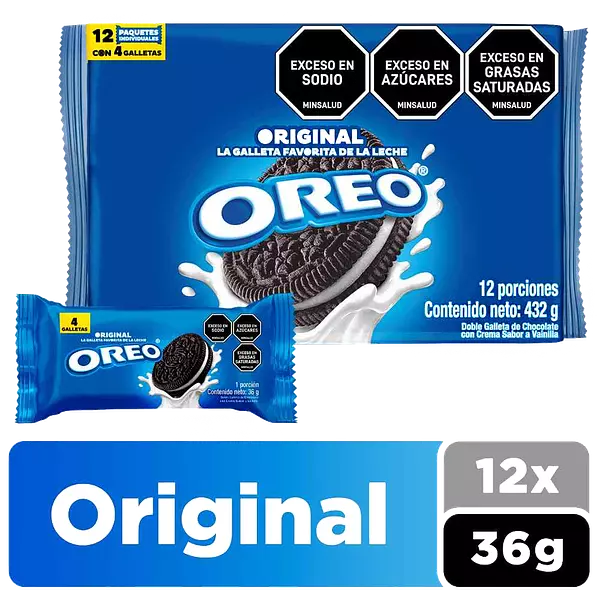 Galletas Oreo Original 12 Unidades 36gr C/U