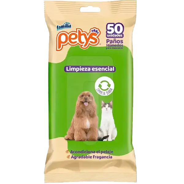 Paños Húmedos Petys Limpieza Esencial 50 Unidades