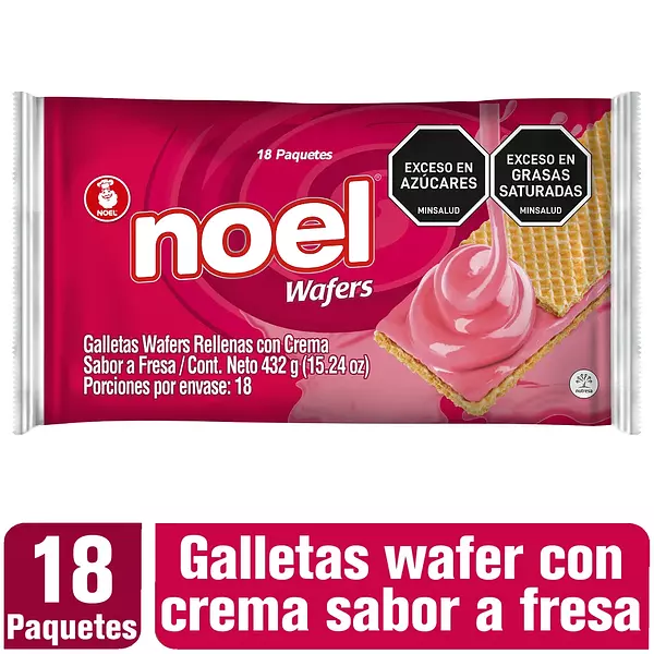 Galleta Noel Wafers Fresa 18 Unidades 432gr