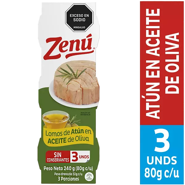 Atún En Aceite De Oliva X 3 Unidades Zenú 240 Gr