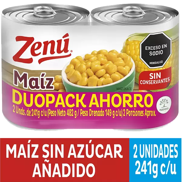 Maíz Tierno Dulce Zenú 2 Unidades 241g C/U