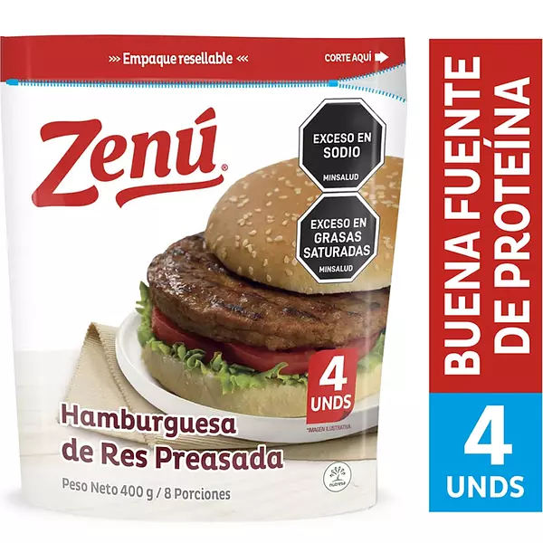 Hamburguesa Res Preasada Zenú 400gr