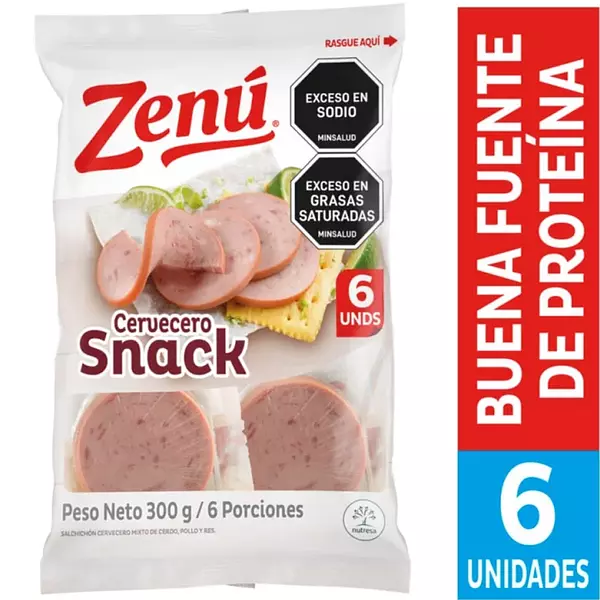 Salchichón Cervecero Snack Zenú 6 Unidades 300gr