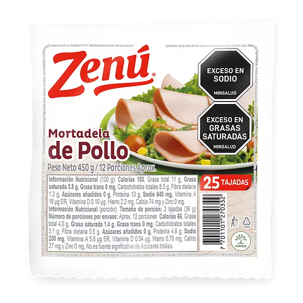 Mortadela De Pollo Zenú 450gr