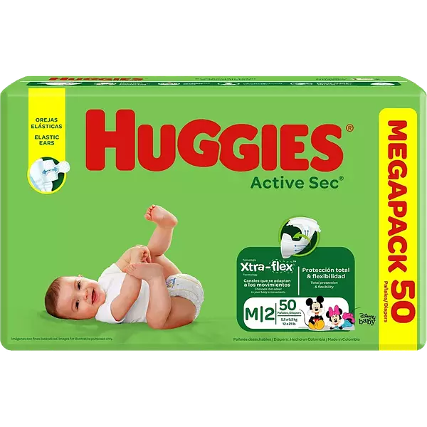 Pañal Huggies Active Sec Etapa 2 50 Unidades