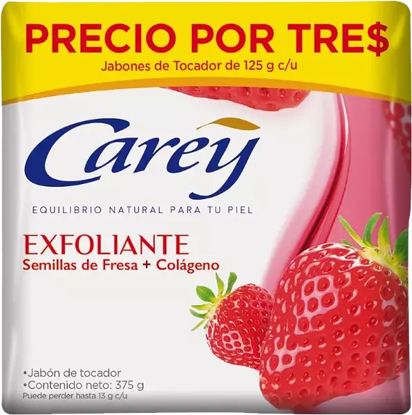 Jabón Carey Exfoliación Natural 3 Unidades 330gr