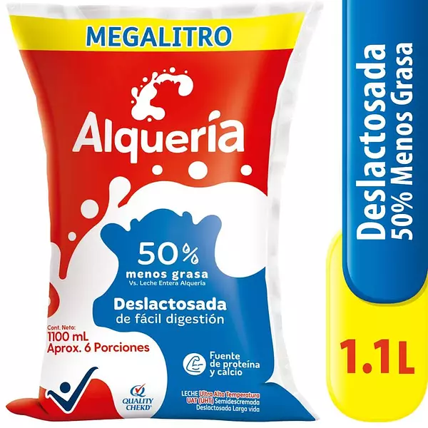 Leche Deslactosada Bolsa Larga Vida Alquería X 1100ml