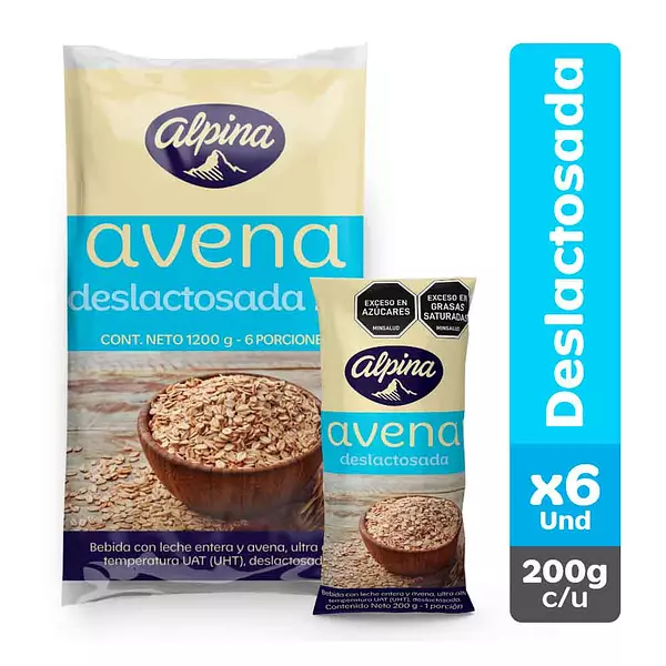 Avena Deslactosada Bolsa X 200 Gr X 6 Unidades