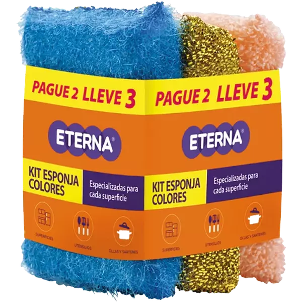 Kit Esponja Colores Eterna 3 Unidades