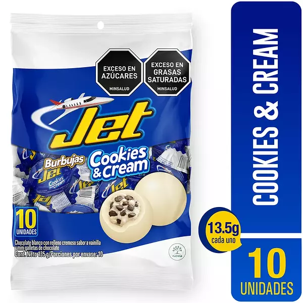 Burbujas Jet Cookies & Cream 10 Unidades 135 Gr