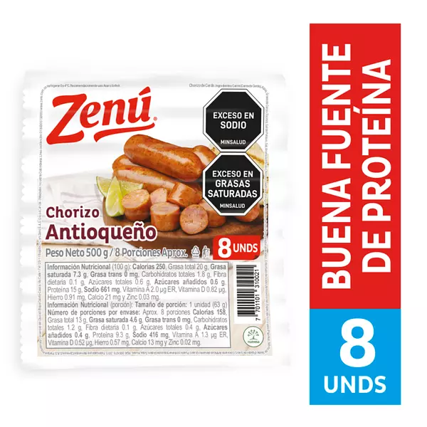 Chorizo Antioqueño De Zenu X500gr