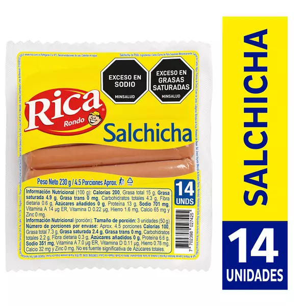 Salchicha Rica 14 Unidades 230gr