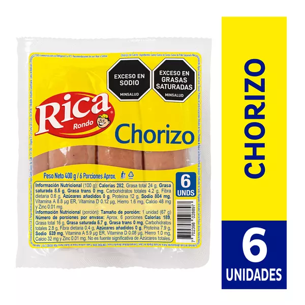 Chorizo Rica 6 Porciones 400g